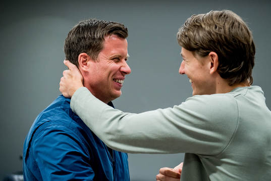 Jesper Mathisen, TV 2 pundit, and Sander Berge of Norway