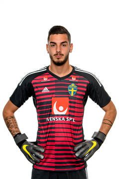 Goalkeeper Marko Johansson of the Swedish Under-21 national
