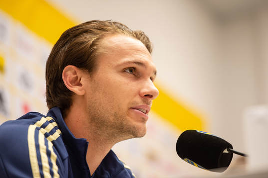 Albin Ekdal of the Swedish national football team attends a
