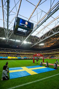 A picture of former UEFA President Lennart Johansson is