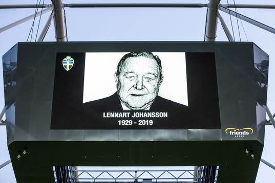 A picture of former UEFA President Lennart Johansson is