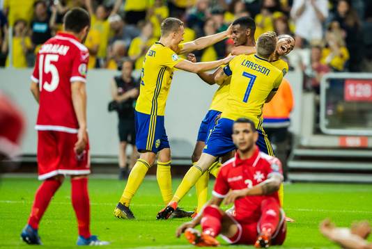 Ludwig Augustinsson, Sebastian Larsson and Robin Quaison