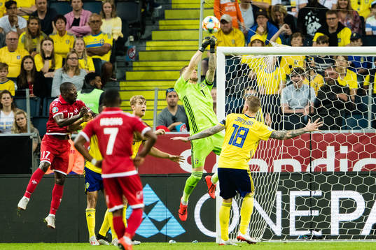 of Sweden goalkeeper Robin Olsen with a save