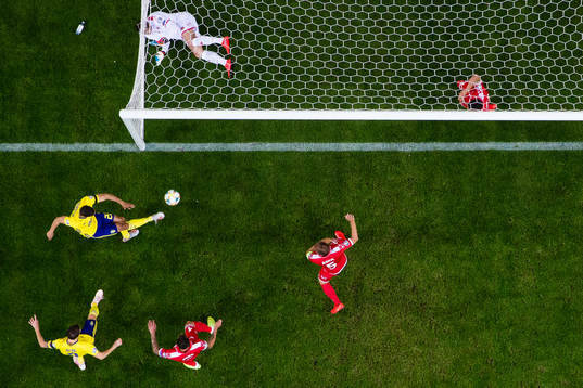 Robin Quaison of Sweden scores 1-0