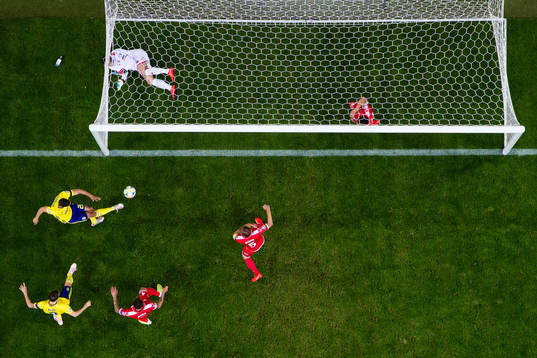 Robin Quaison of Sweden scores 1-0