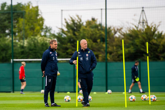 Martin Sjögren, head coach of Norway, and Anders Jacobson,
