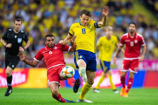 Steve Borg of Malta and Albin Ekdal of Sweden