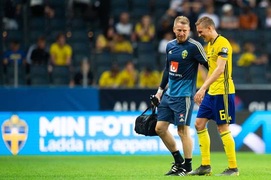 Ludwig Augustinsson of Sweden in pain
