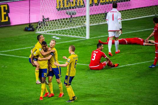 Alexander Isak, Robin Quaison, Sebastian Larsson and Ludwig