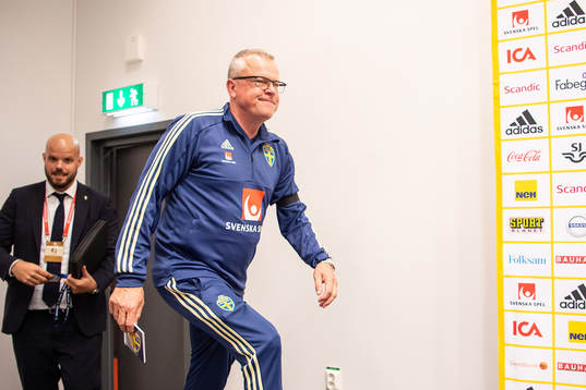 head coach Janne Andersson of Sweden attends a press