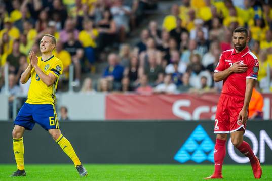Ludwig Augustinsson of Sweden looks dejected
