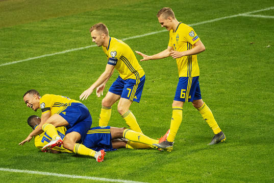 Alexander Isak, Robin Quaison, Sebastian Larsson and Ludwig