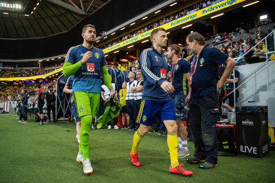 goalkeeper Kristoffer Nordfeldt and Sebastian Larsson