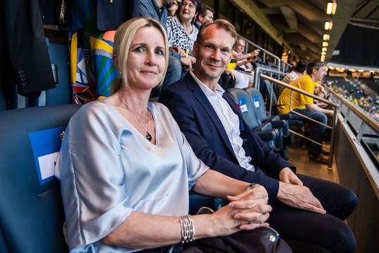 Former hockey player Nicklas Lidström with wife Annika