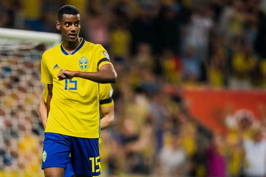 Alexander Isak of Sweden celebrates