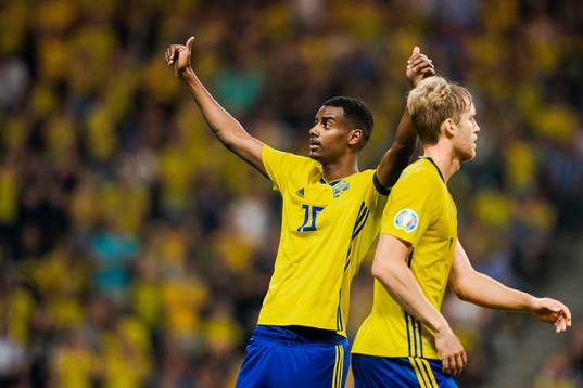 Alexander Isak of Sweden celebrates