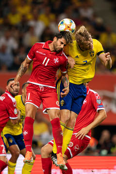 Rowen Muscat of Malta in action against Filip Helander of