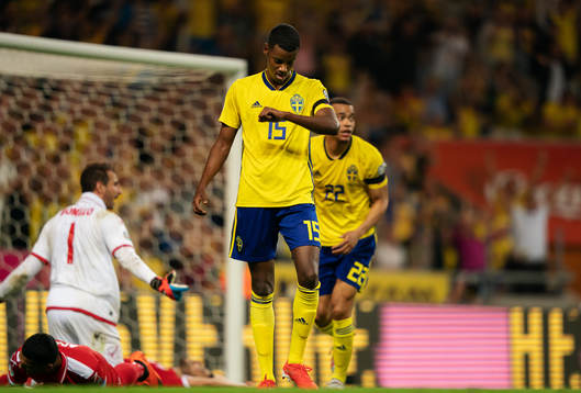 Alexander Isak of Sweden celebrates