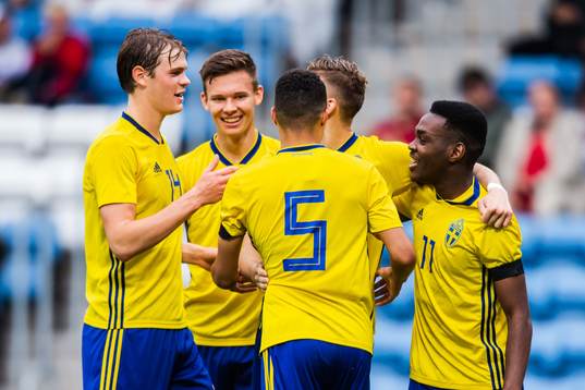 Hugo Andersson, Joel Asoro and Alexander Jallow of Sweden