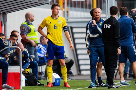 Mattias Svanberg of Sweden leaves the pitch