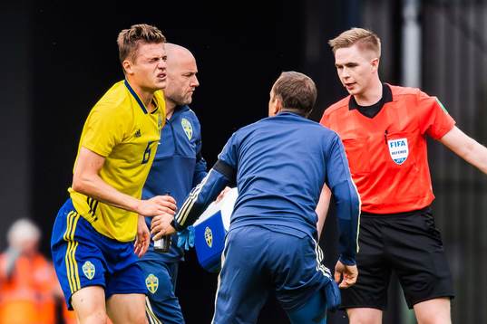 Mattias Svanberg of Sweden in pain