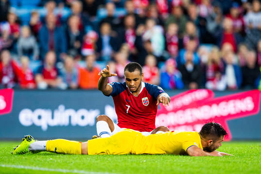 Joshua King of Norway looks dejected