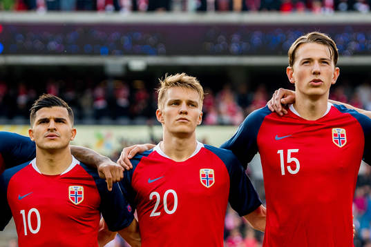 Tarik Elyounoussi, Martin Ødegaard and Sander Berge of