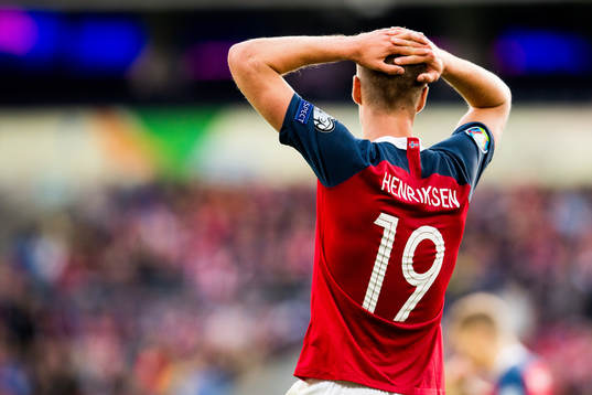 Markus Henriksen of Norway looks dejected