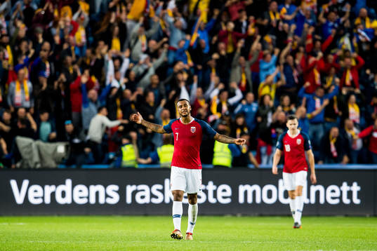 Joshua King of Norway looks dejected