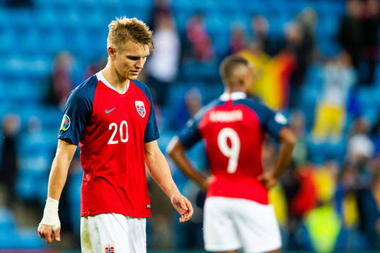 Martin Ødegaard of Norway looks dejected