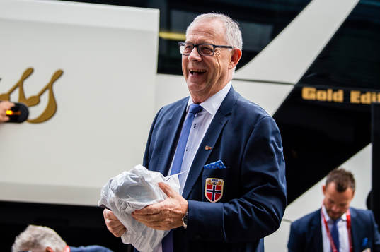 Lars Lagerbäck, head coach of Norway,  arrives