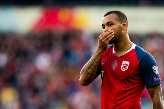 Joshua King of Norway looks dejected