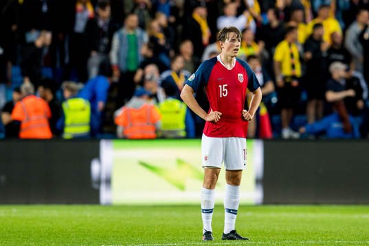 Sander Berge of Norway looks dejected