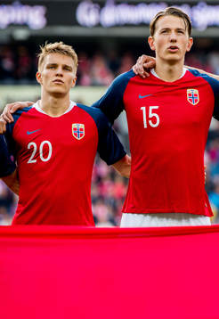 Martin Ødegaard and Sander Berge of Norway