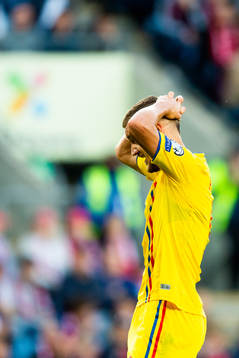 George Puscas of Romania looks dejected