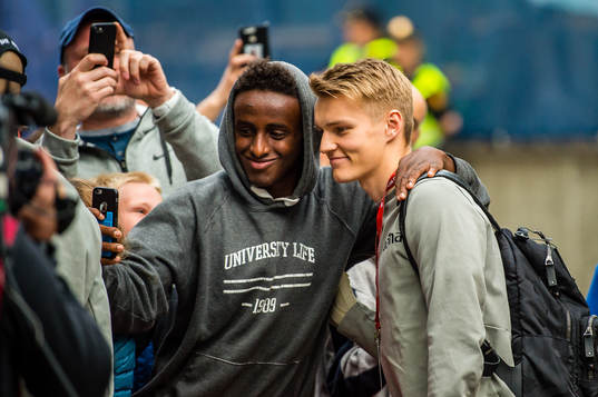 Martin Ødegaard of Norway takes a selfie with a fan
