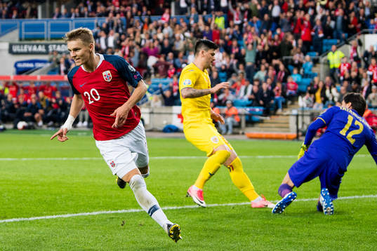 Martin Ødegaard of Norway celebrates