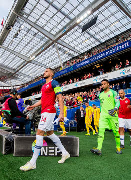 Omar Elabdellaoui and goalkeeper Sten Grytebust of Norway