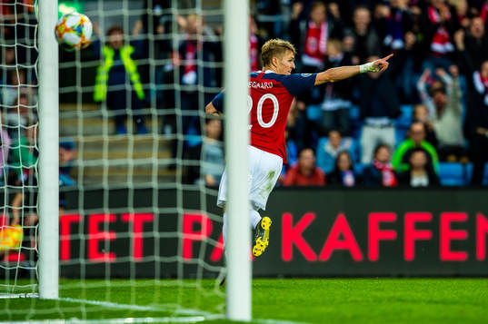 Martin Ødegaard of Norway celebrates