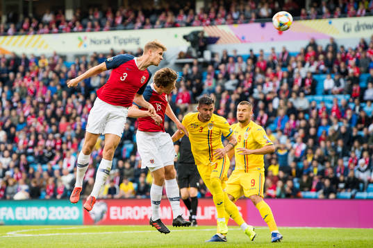Kristoffer Ajer and Sander Berge of Norway