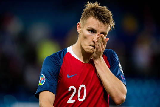 Martin Ødegaard of Norway looks dejected