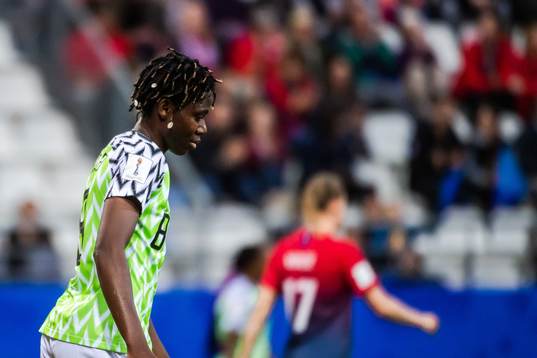 Asisat Oshoala of Nigeria looks dejected