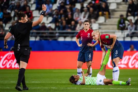 Maria Thorisdottir and Maren Nævdal Mjelde of Norway help