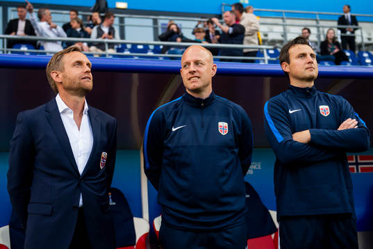 Martin Sjögren, head coach of Norway, Anders Jacobson,