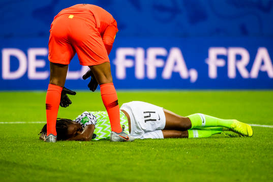 Faith Michael of Nigeria with an injury