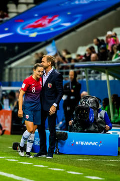 Vilde Bøe Risa of Norway and Martin Sjögren, head coach