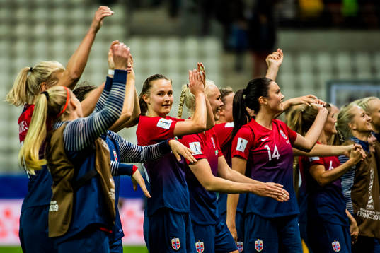 Caroline Graham Hansen of Norway celebrates with her