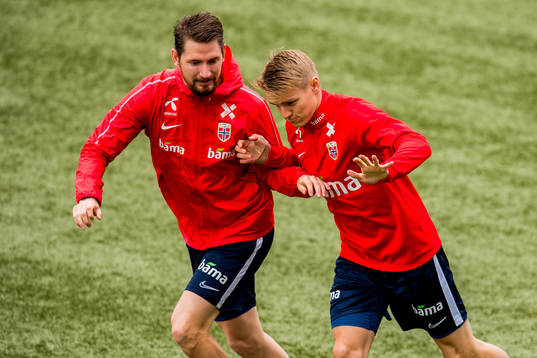 Stefan Strandberg and Martin Ødegaard of Norway