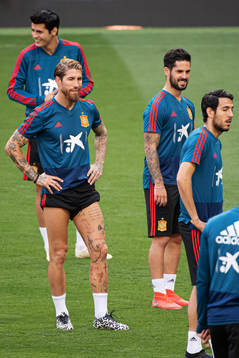 Sergio Ramos and Isco of the Spanish national football team