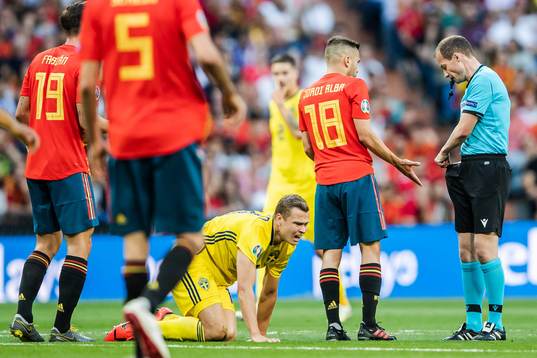Viktor Claesson of Sweden in pain